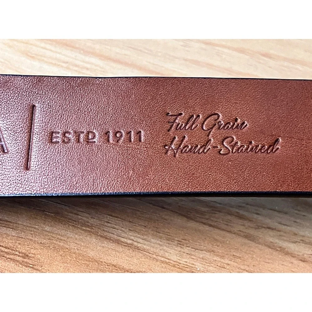 Bosca Mens Brown Full Grain Hand Stained Leather Belt Made in Italy 40 Inch